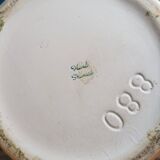 Beige textured ceramic vase with fruit decoration in a raised band, 32cm, numbered