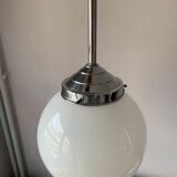 Vintage white chrome and opaline pendant lamp