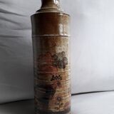 Large vintage stoneware vase with naive decor