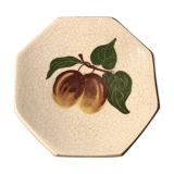 Empty cup pocket in cracked earthenware decoration plums signed Lauray
