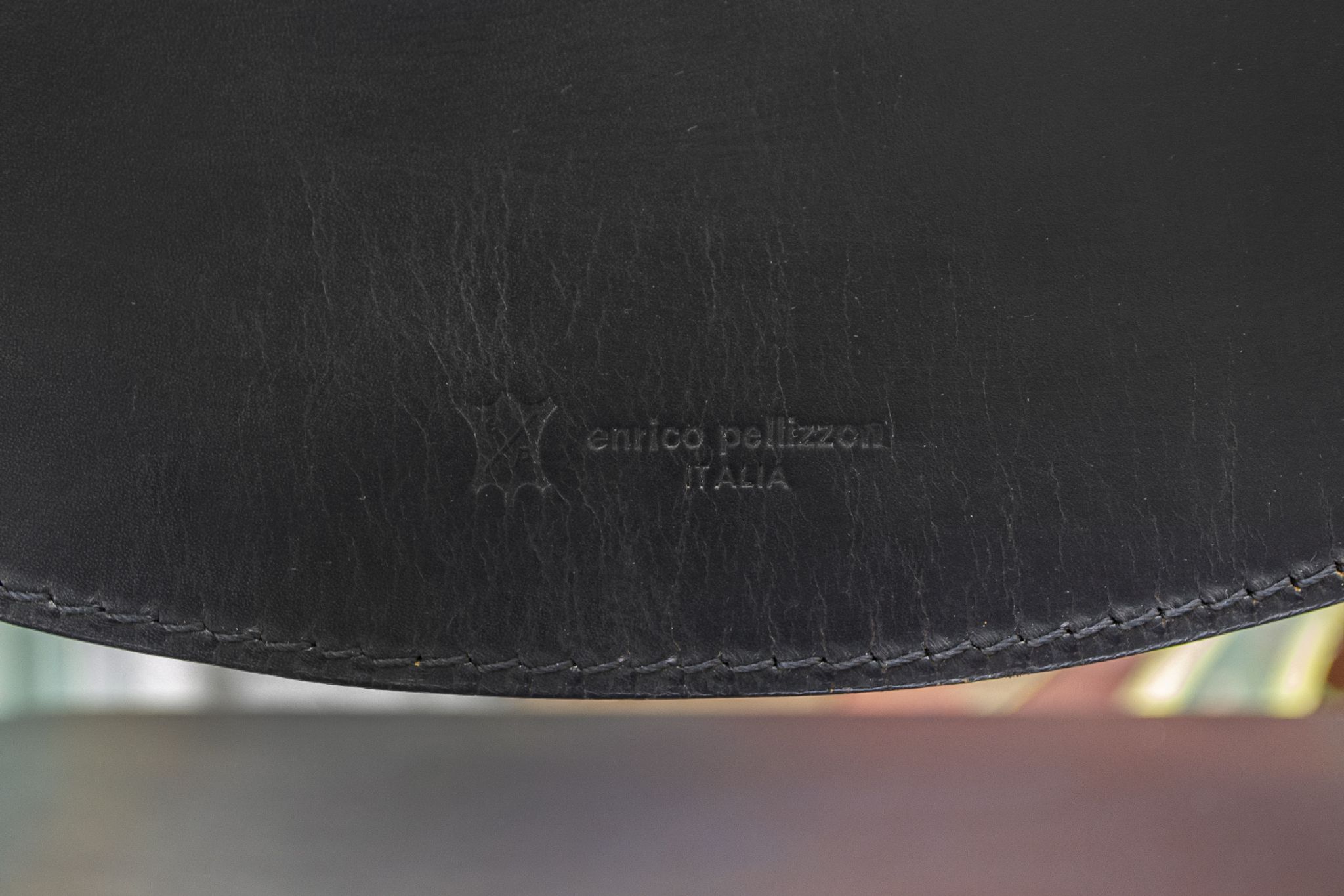 Black leather chairs by Enrico Pellizzoni, 1970s,