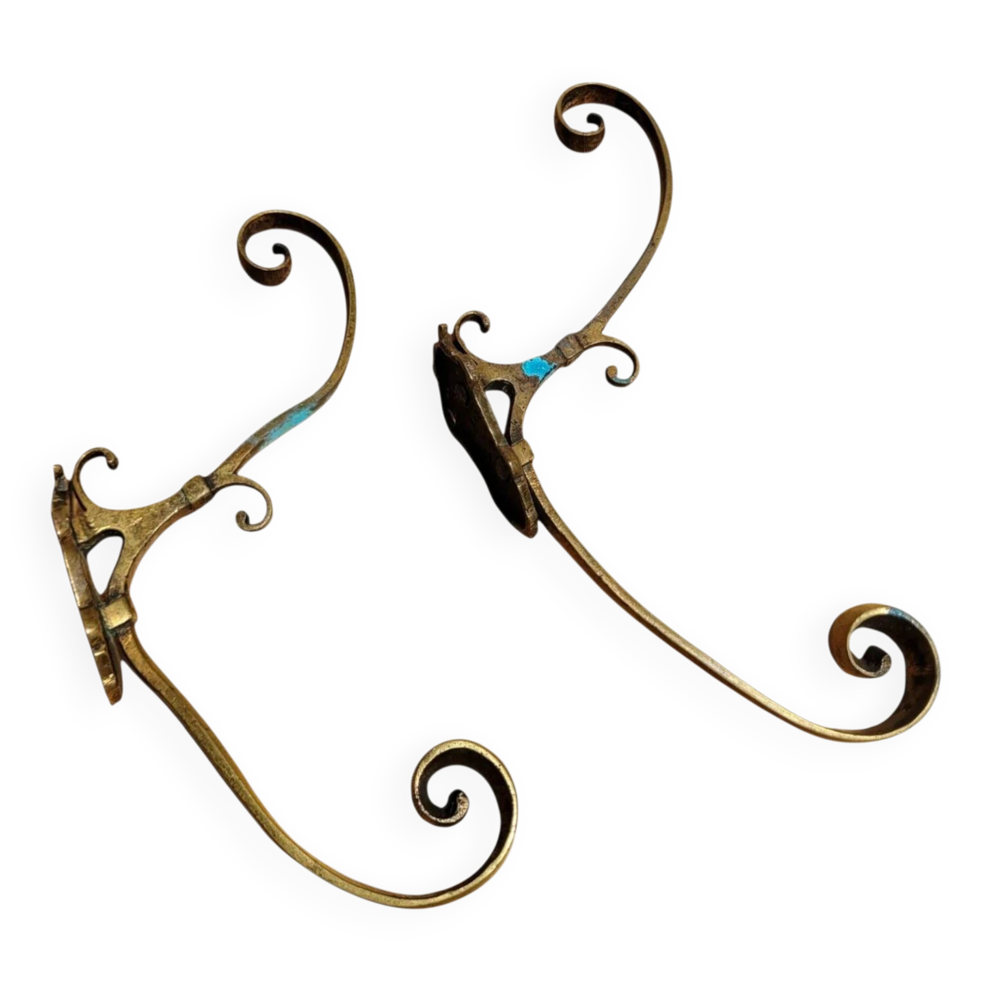 Pair of antique gilt bronze coat hooks