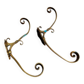 Pair of antique gilt bronze coat hooks