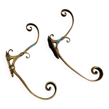 Pair of antique gilt bronze coat hooks