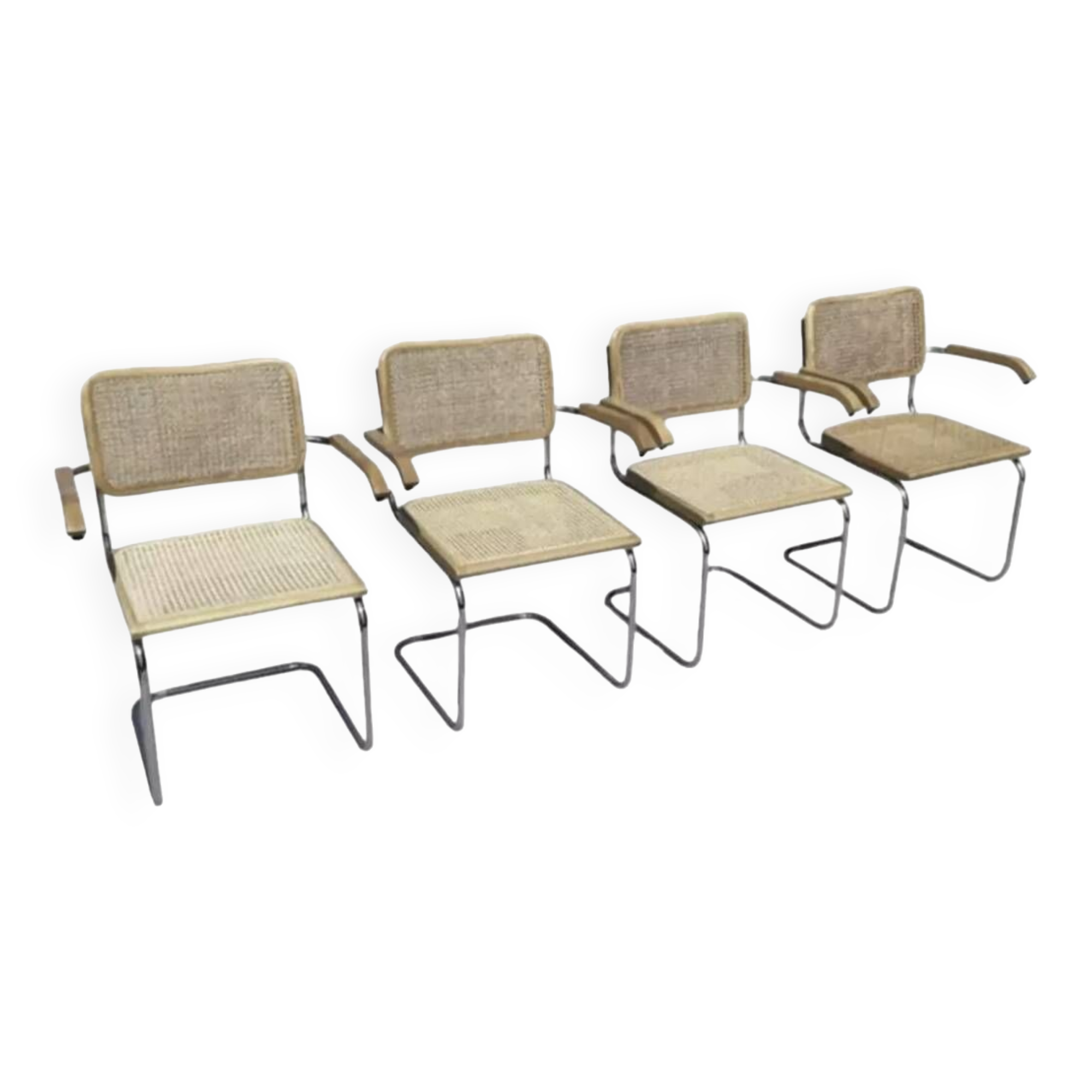 Set of 4 Cesca chairs model B64 with armrests Cesca Marcel breuer design