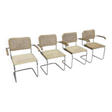 Set of 4 Cesca chairs model B64 with armrests Cesca Marcel breuer design