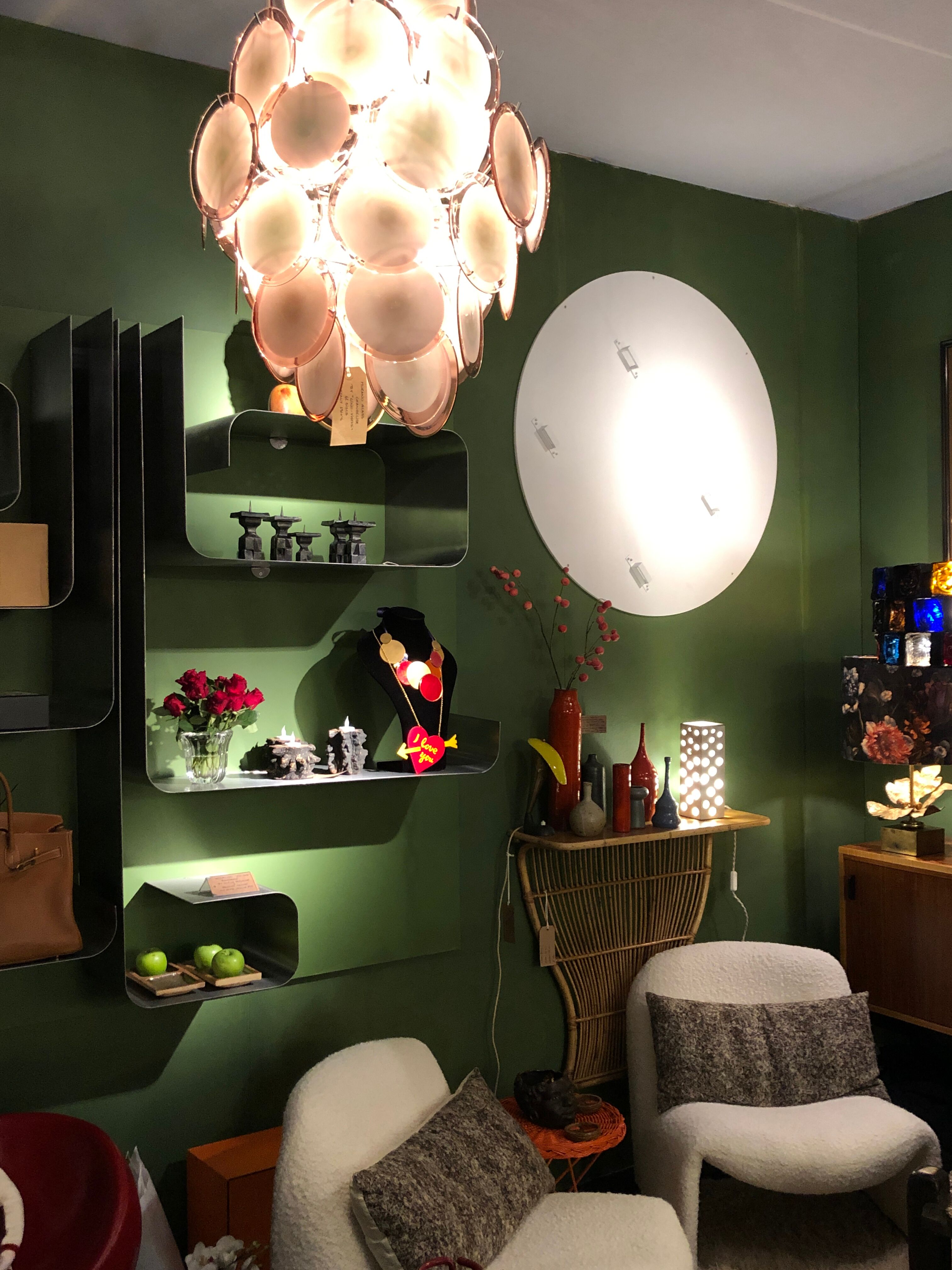 Murano Chandelier with 42 Crystal Disks design Gino Vistosi, 1970s