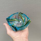 Beautiful ashtray in multicoloured glass. We guess Italy, 1980s.