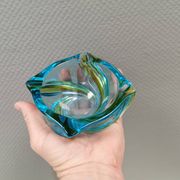 Beautiful ashtray in multicoloured glass. We guess Italy, 1980s.