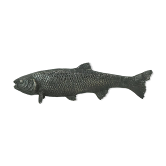 Décoration figurine poisson vintage en laiton noirci