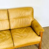 Salon complet en cuir camel 1960