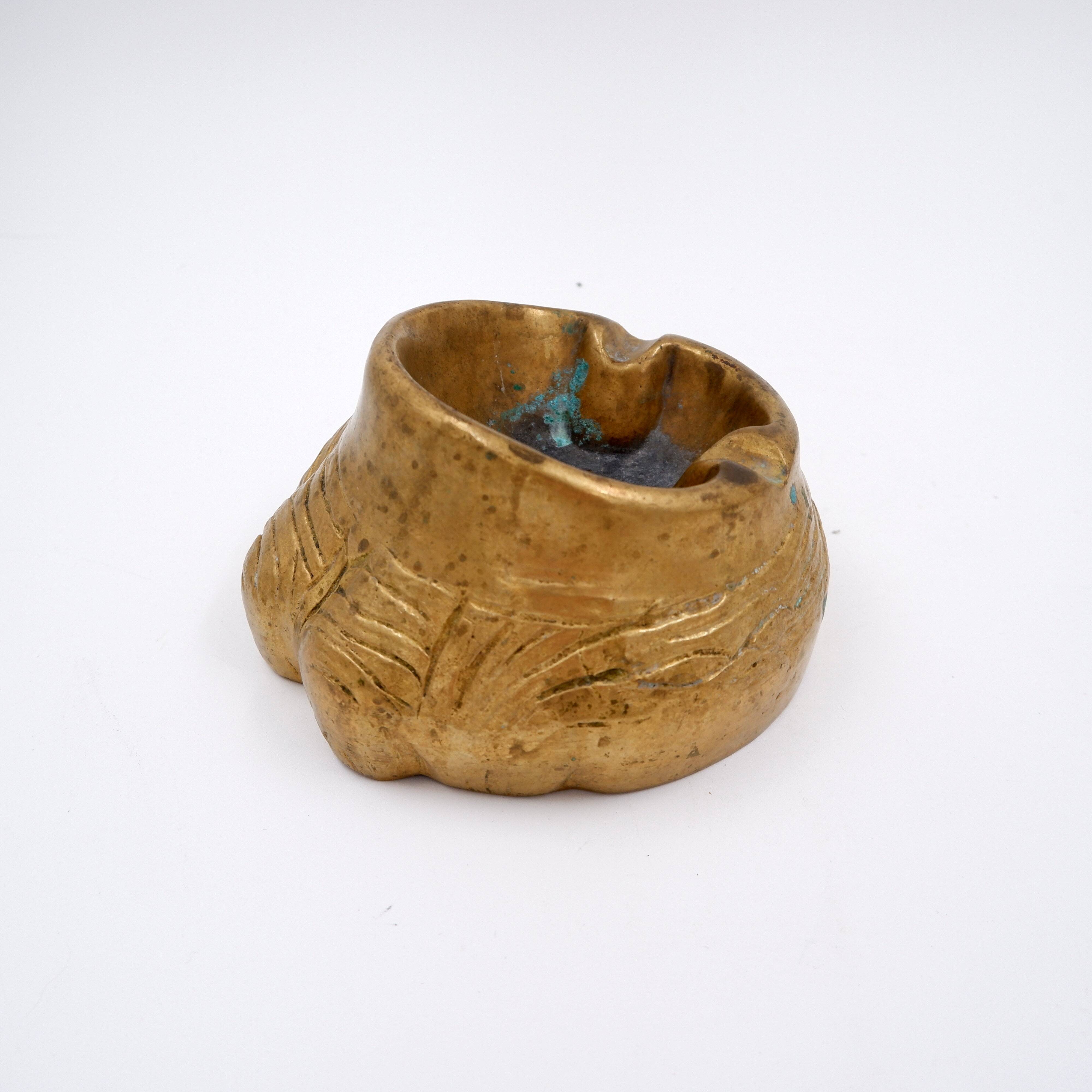 1970s gilt bronze elephant foot ashtray