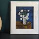 Peinture à l'huile vintage française de fleurs signée EC