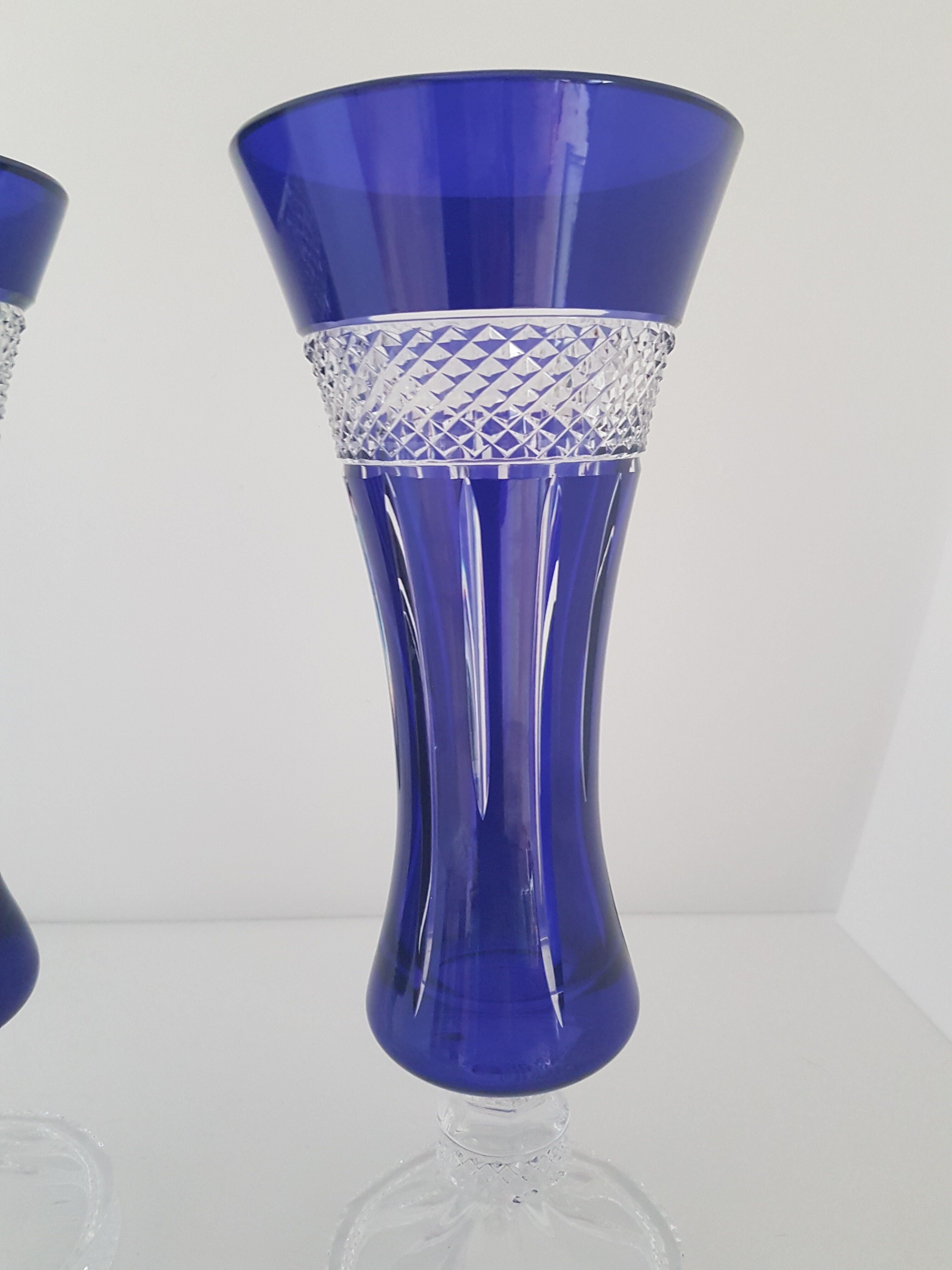 Pair of blue vases crystallism of Lorraine, Saint-Louis- tommy collection