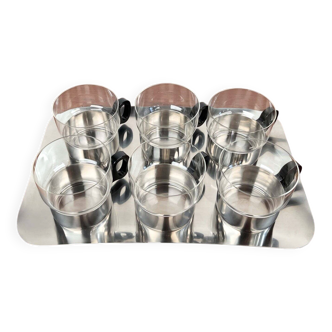 Ensemble de verres à thé et plateau allemands du milieu du siècle moderne de WMF, années 1960, lot de 7