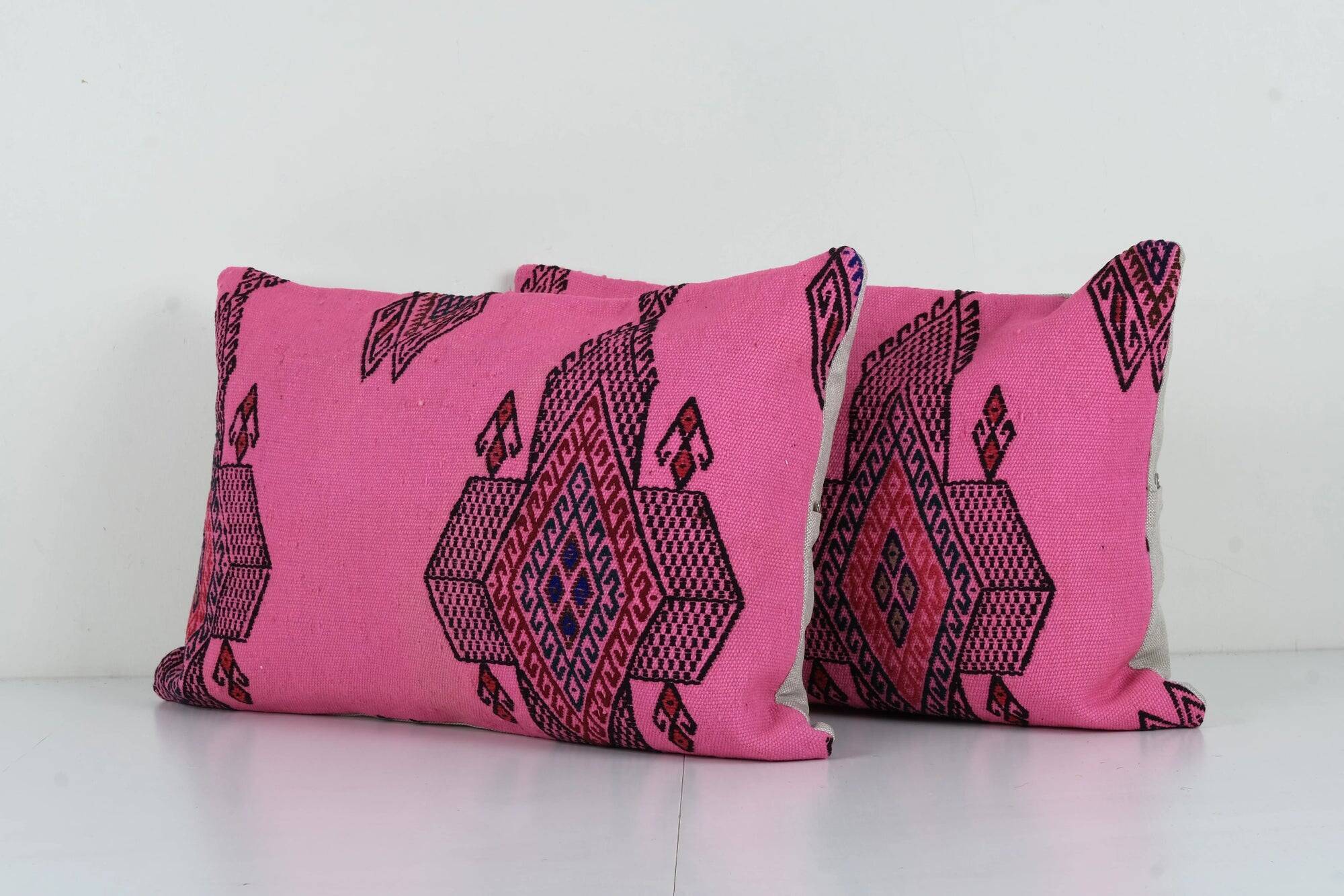 Set of 2 vintage kilim cushion covers 41x61 cm
