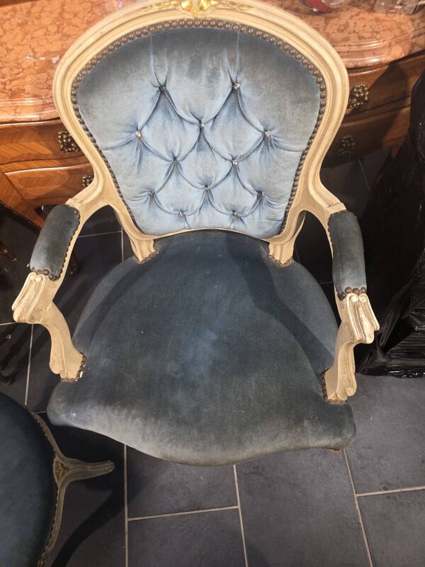 Fauteuil cabriolet style Louis XV avec repose pieds