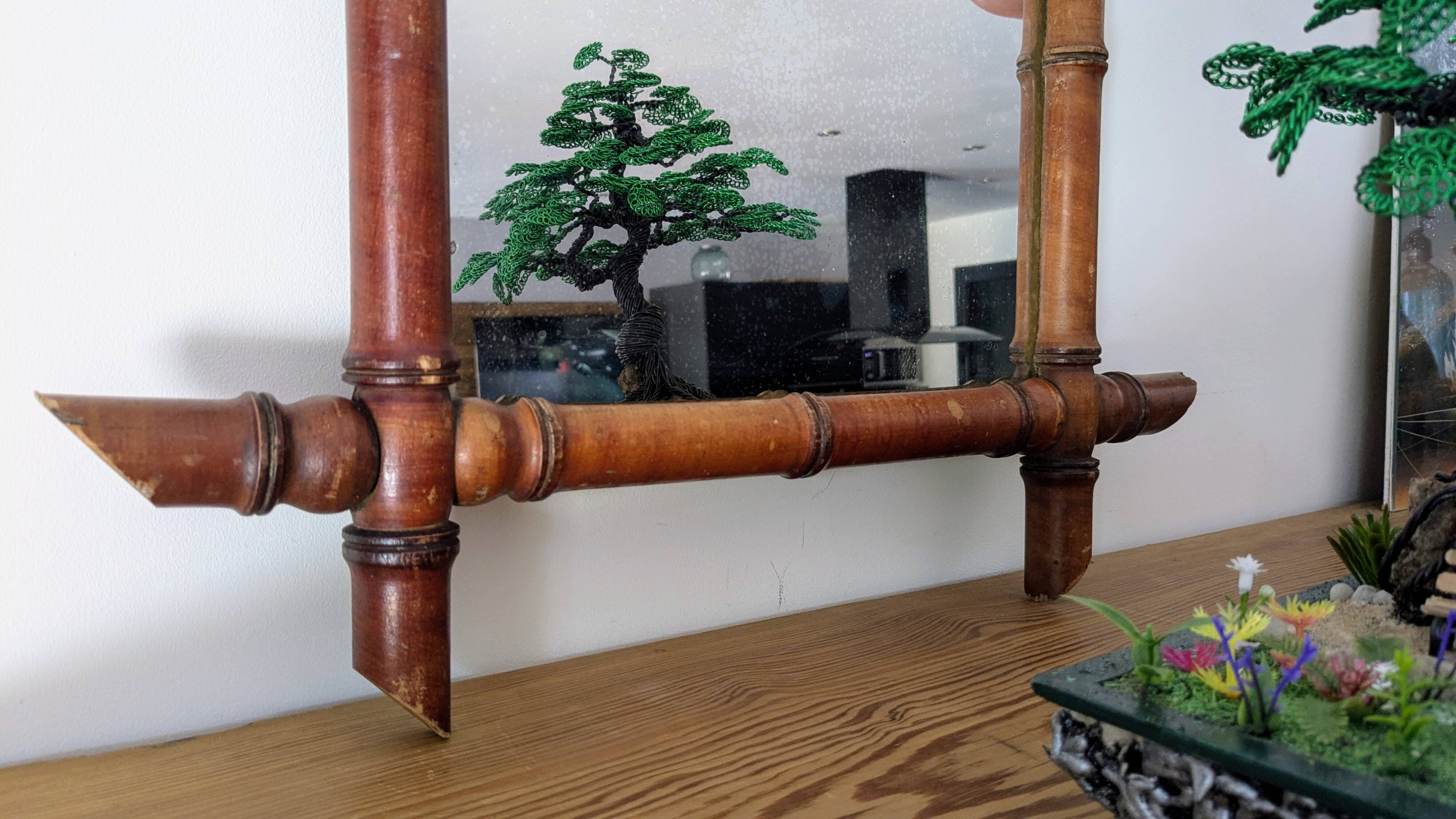 Vintage bamboo mirror 60 x 50 cm