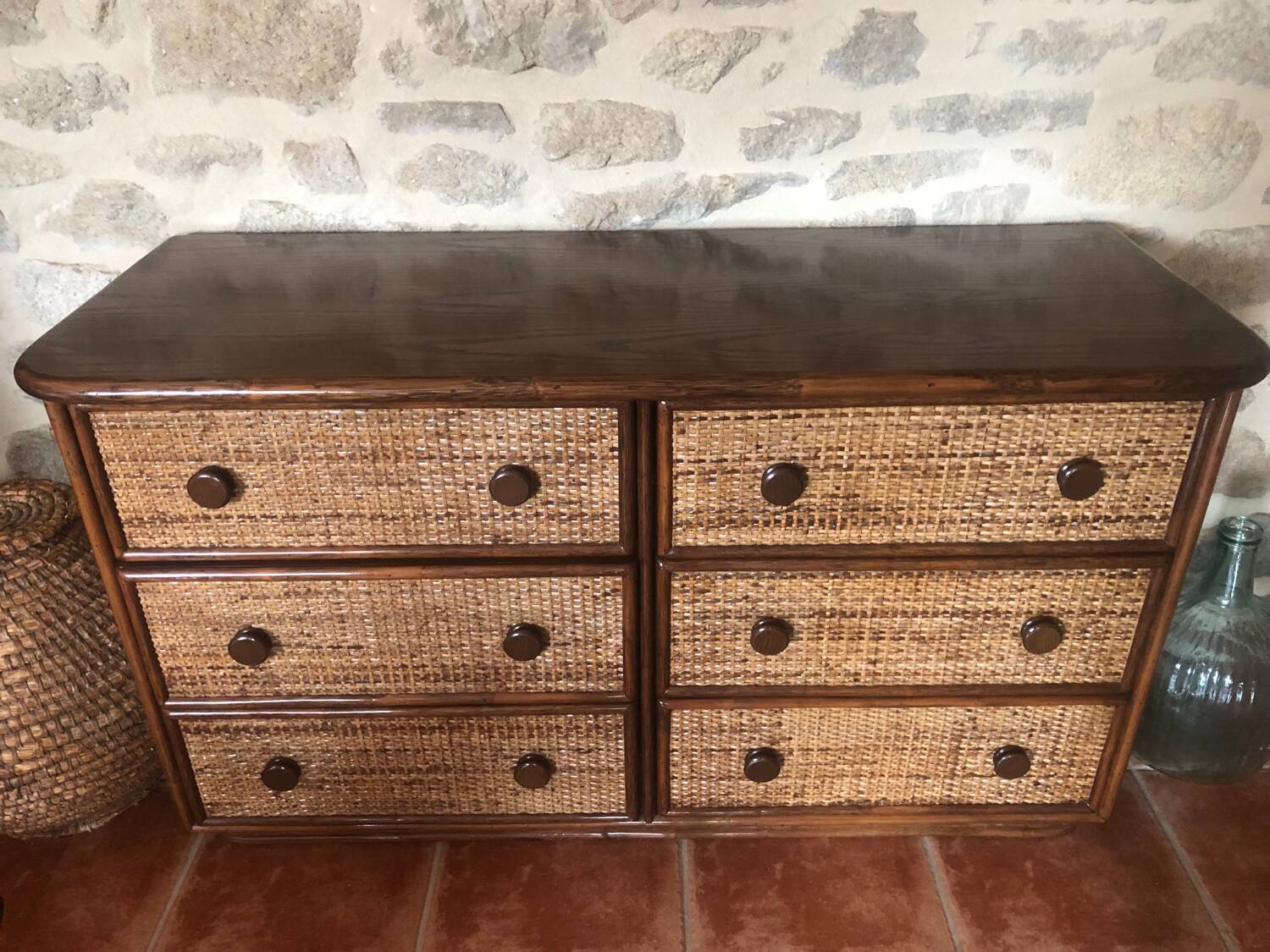 Rattan chest of drawers