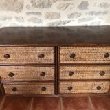 Rattan chest of drawers