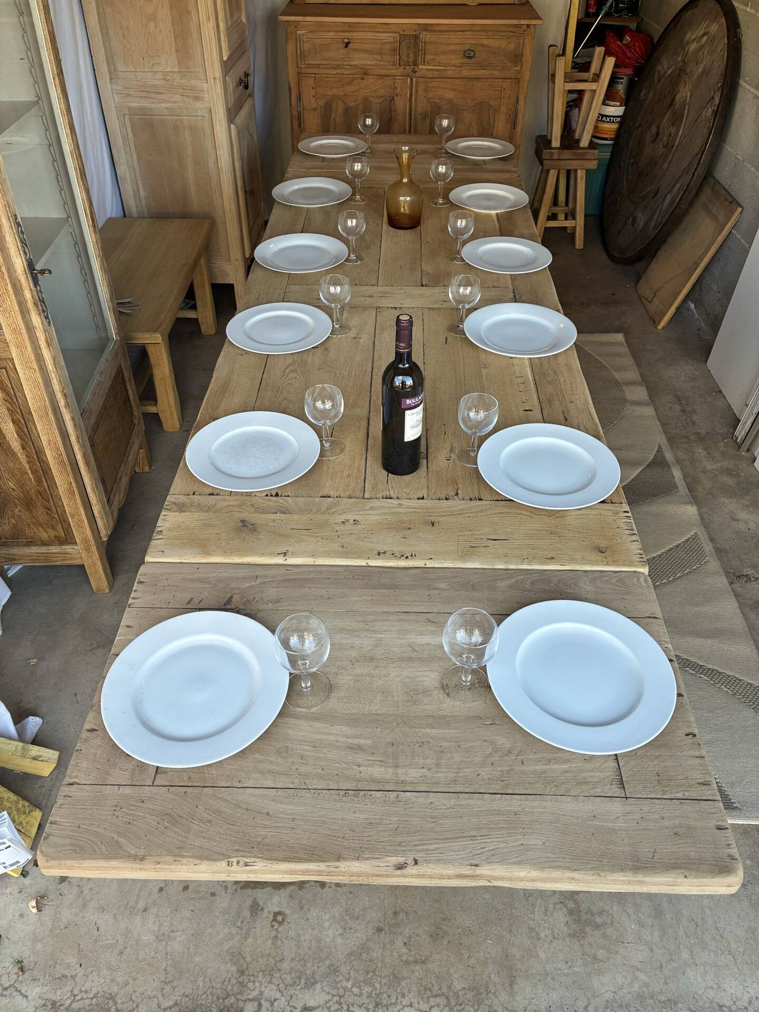 Table de ferme avec rallonges en chêne massif 