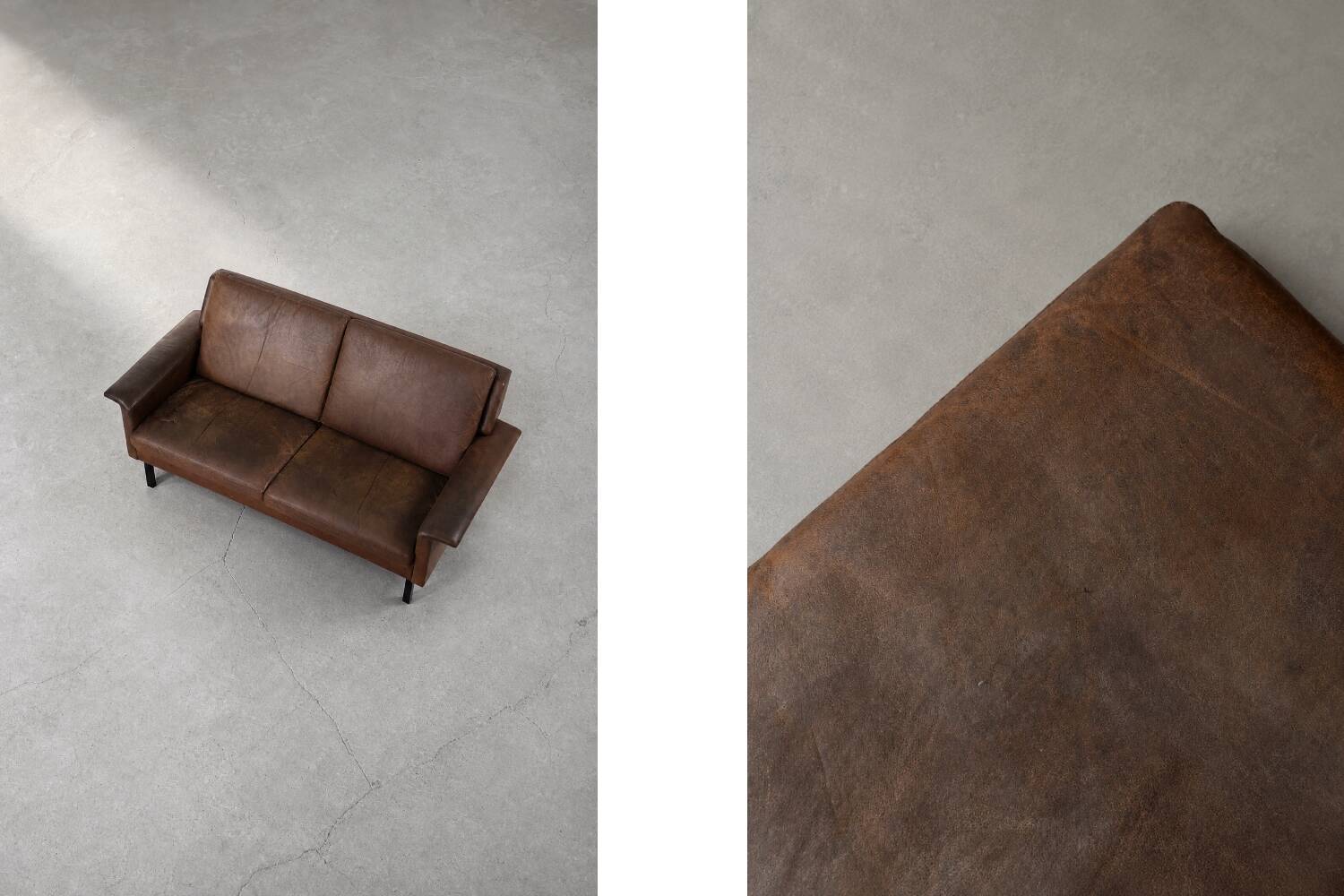 Mid-Century Danish Modern 2-Seater Brown Leather Sofa 3330 by  Arne Vodder