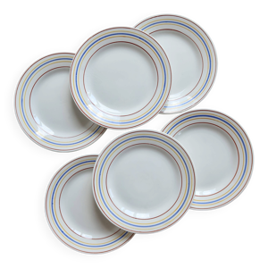 6 assiettes à dessert - rayures