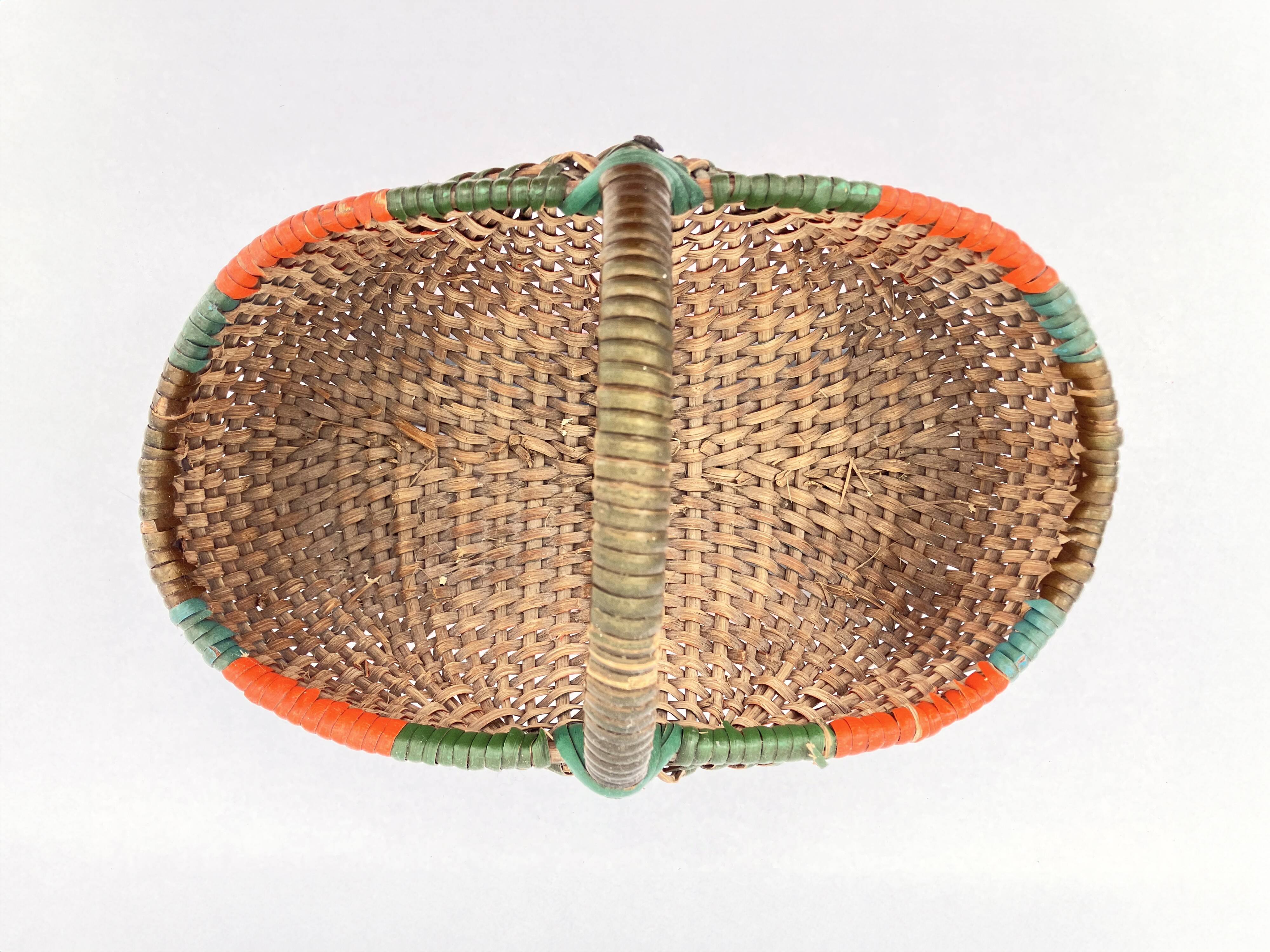 Rattan blade basket, circa 50-70