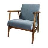 Vintage grey-blue velvet armchair, 1970