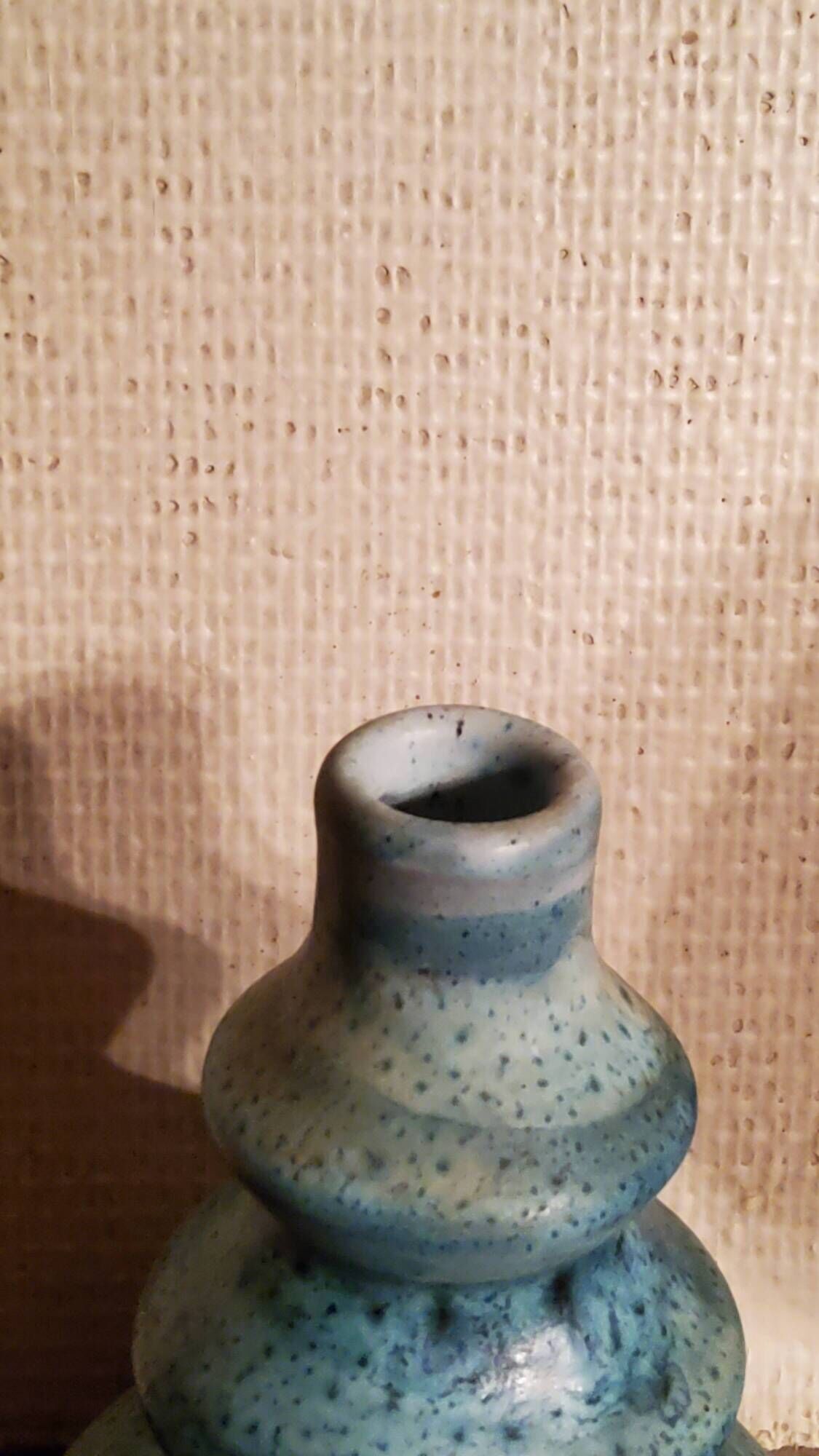 Designer vase by Jean Busson in glazed ceramic terracotta from Dinan