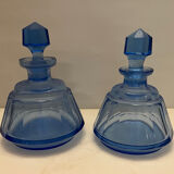 Pair of blue glass perfume bottles