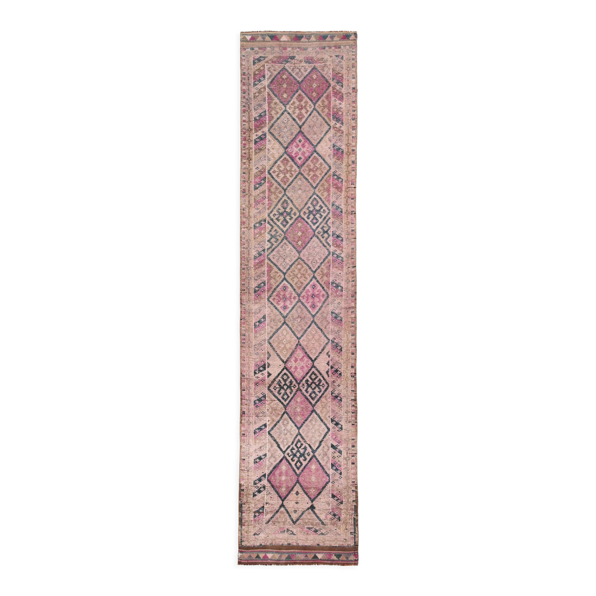 Navy blue & pink runner rug 83x380cm