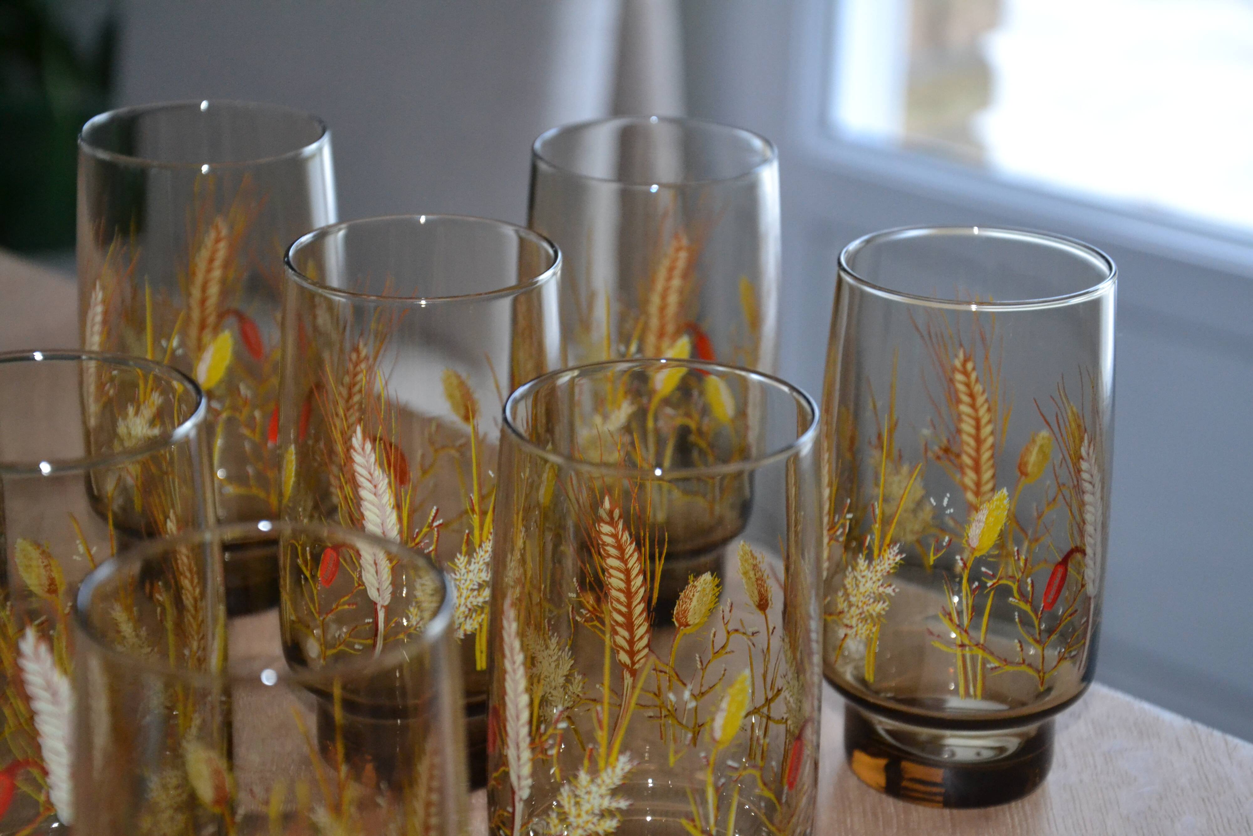 8 amber glasses from the 70s-80s.