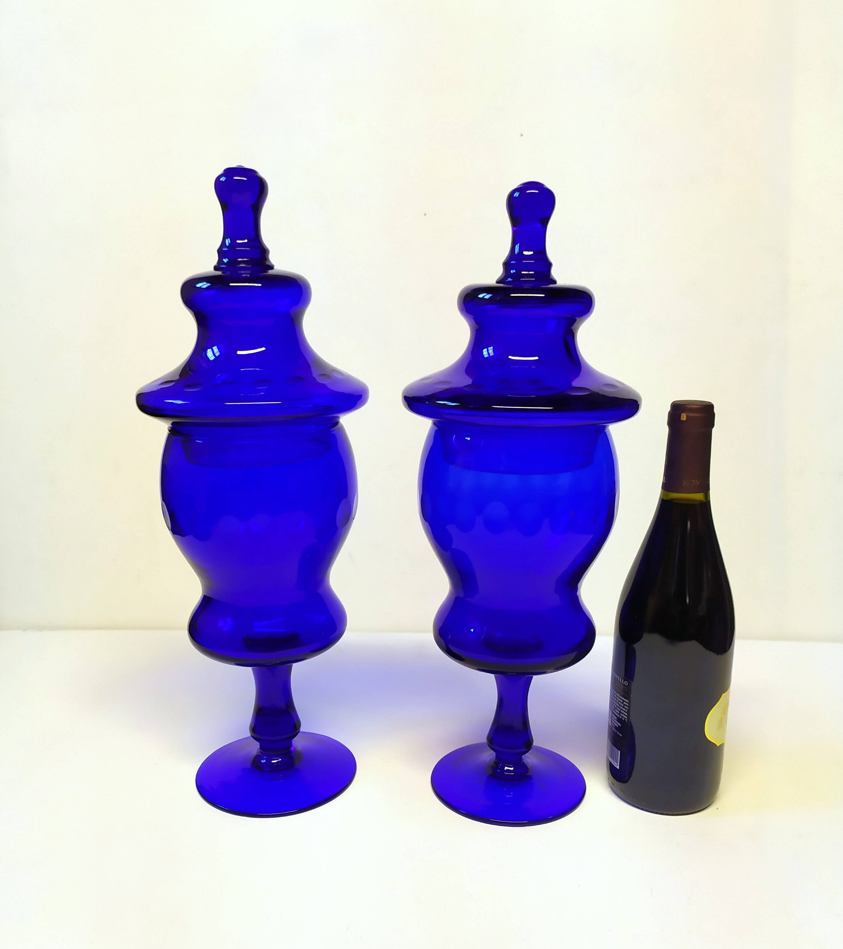Large Murano Blue Glass Vases, 1960s, set of 2