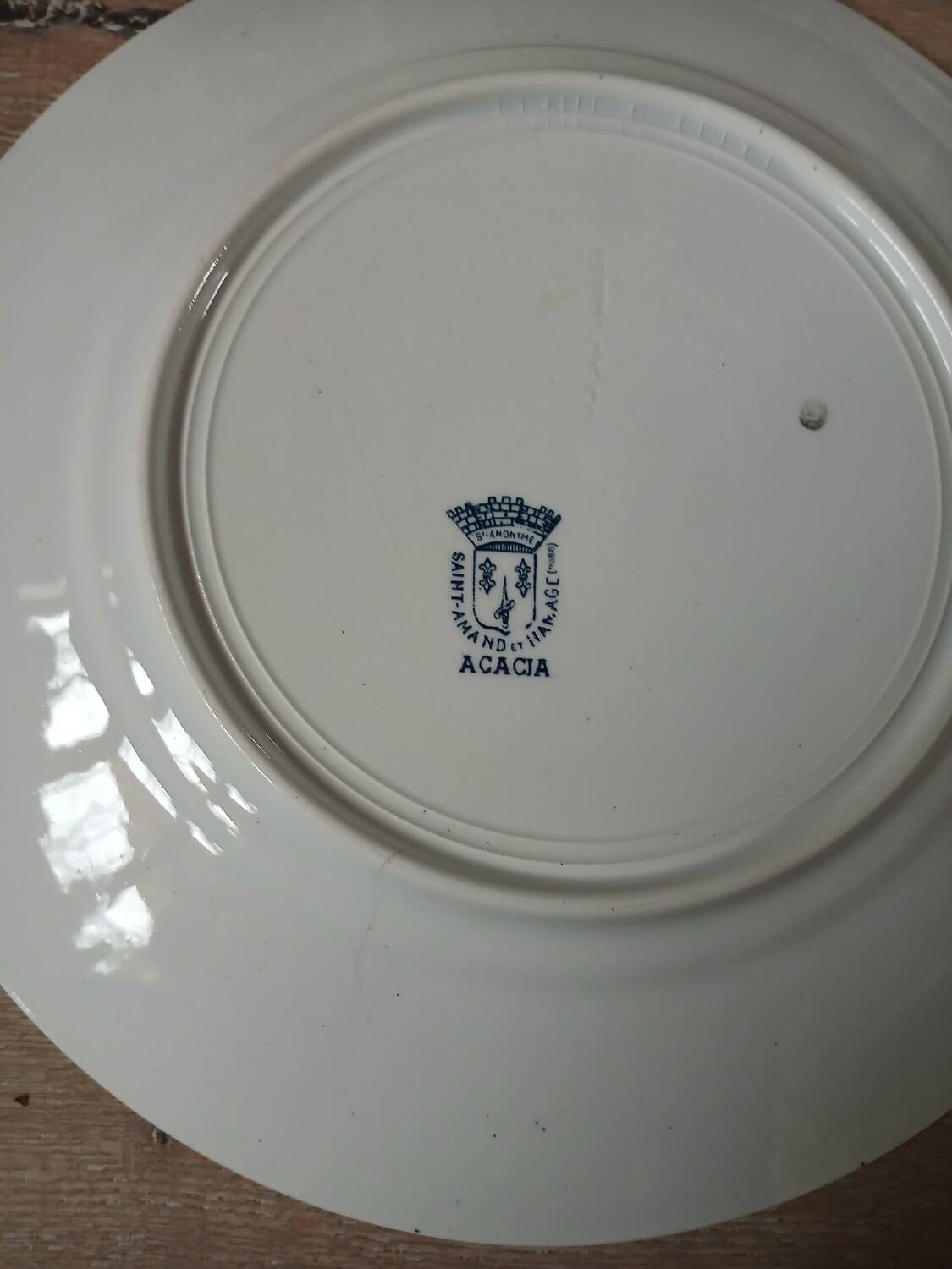 6 antique ironstone dinner plates