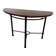 Half-moon console grange in solid cherry wood and wrought iron with a glass top.