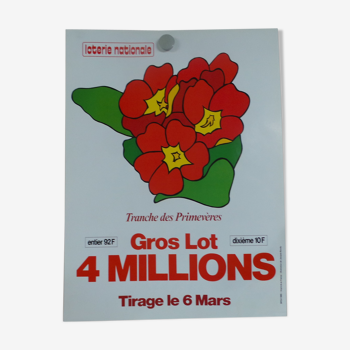 Original National Lottery Poster Slice of Primeveres 1985 by Jacques Bondu