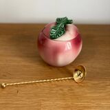 Peach-shaped slip sugar bowl