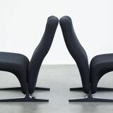 Set of 2 black vintage design armchairs
