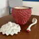 soupière fraise en barbotine vintage - ceramique vintage en forme de fraise - art de la table originale - soupière original barbotine fraise