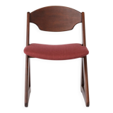 1 of 2 Vintage Italian Chair, 1980s, Dark Beechwood, Burgundy Upholstery