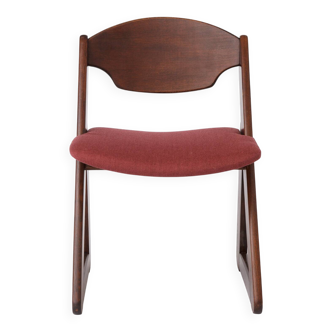 1 of 2 Vintage Italian Chair, 1980s, Dark Beechwood, Burgundy Upholstery