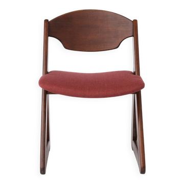 1 of 2 Vintage Italian Chair, 1980s, Dark Beechwood, Burgundy Upholstery