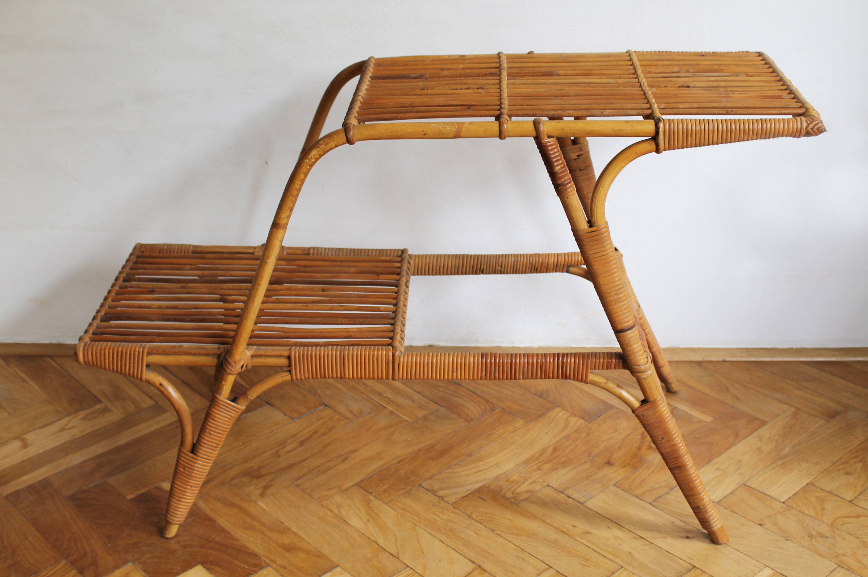 1950's Rattan Flower Stand