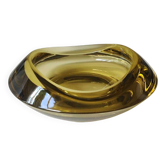 Bohemian Czech design empty pocket. Made of amber blown art glass by Rudolf Jurnikl.