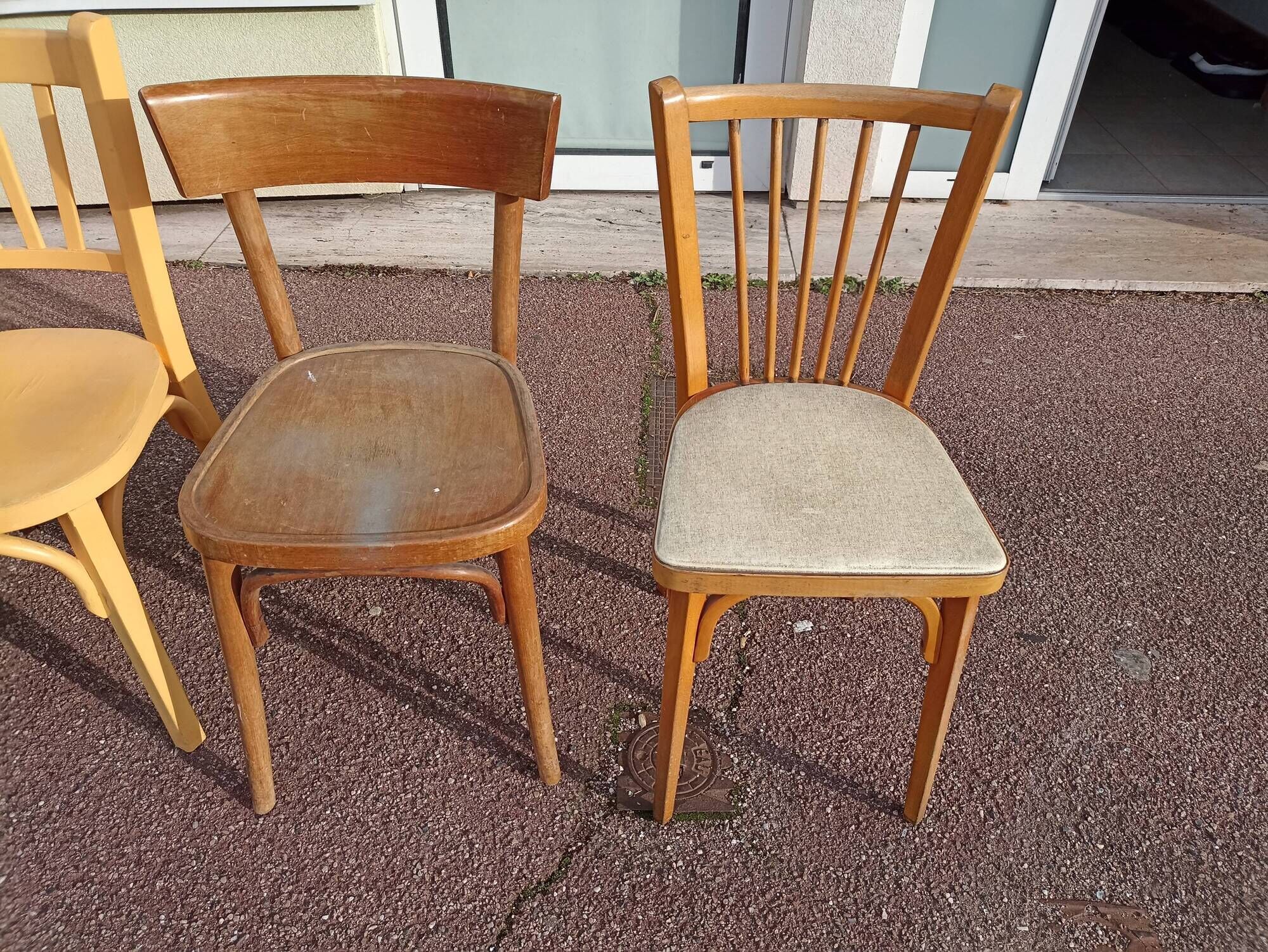 Set of 8 wooden bistro chairs bar mismatched