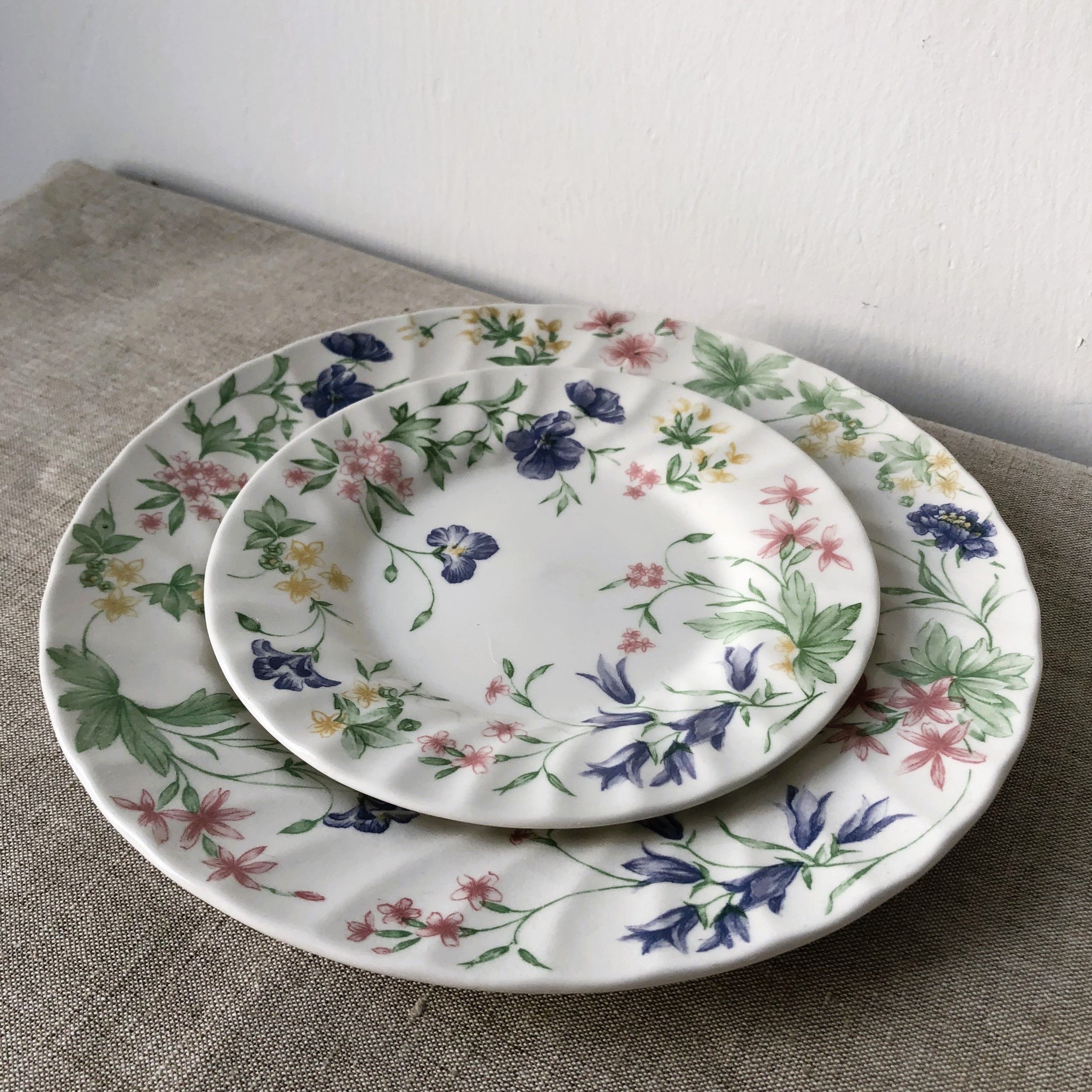 Crown Clarence vintage porcelain floral plates, made in England
