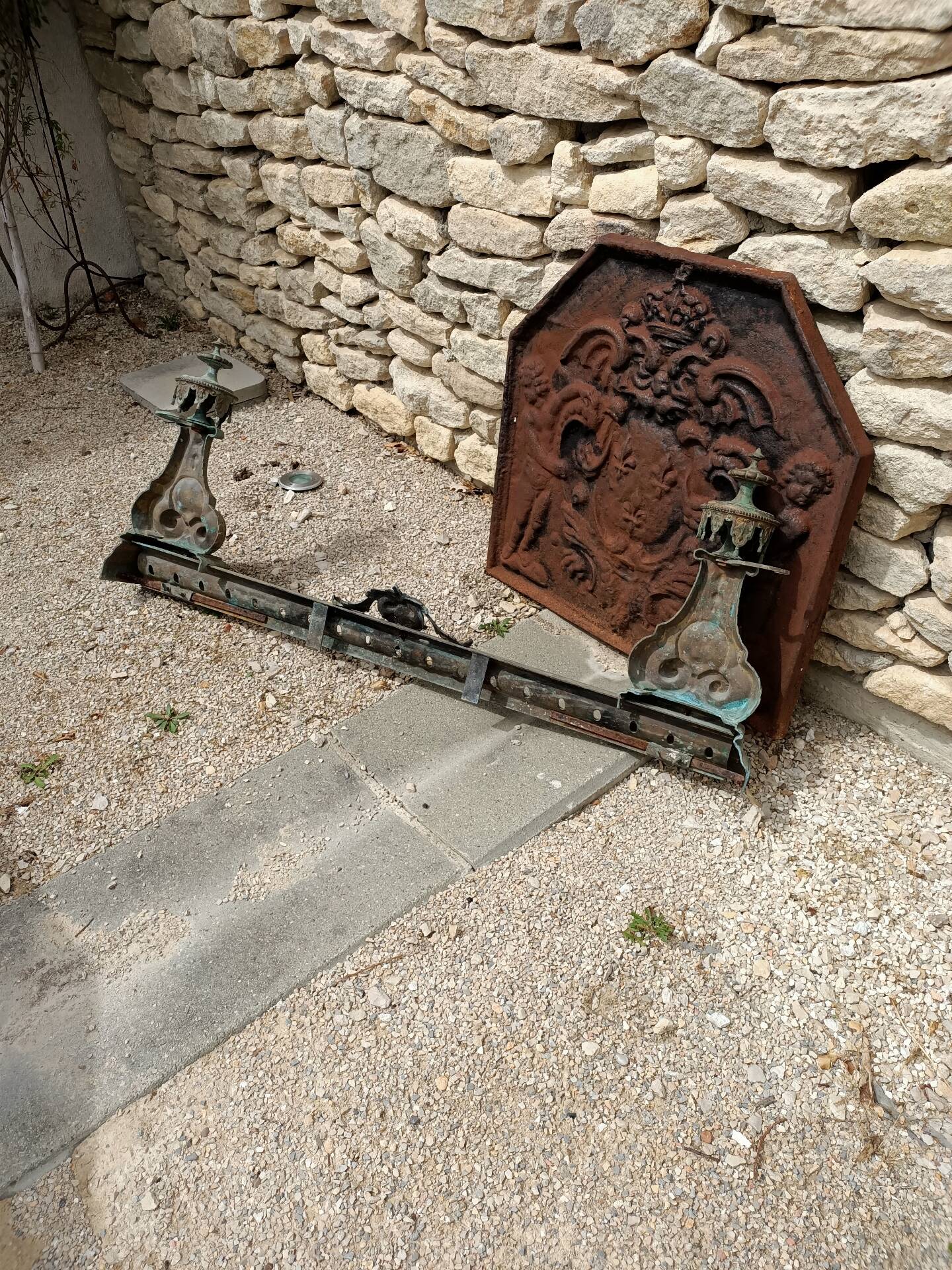 Large Front Fireplace Bronze 49cm 11kg - Marked DB 539 - Bar 113cm