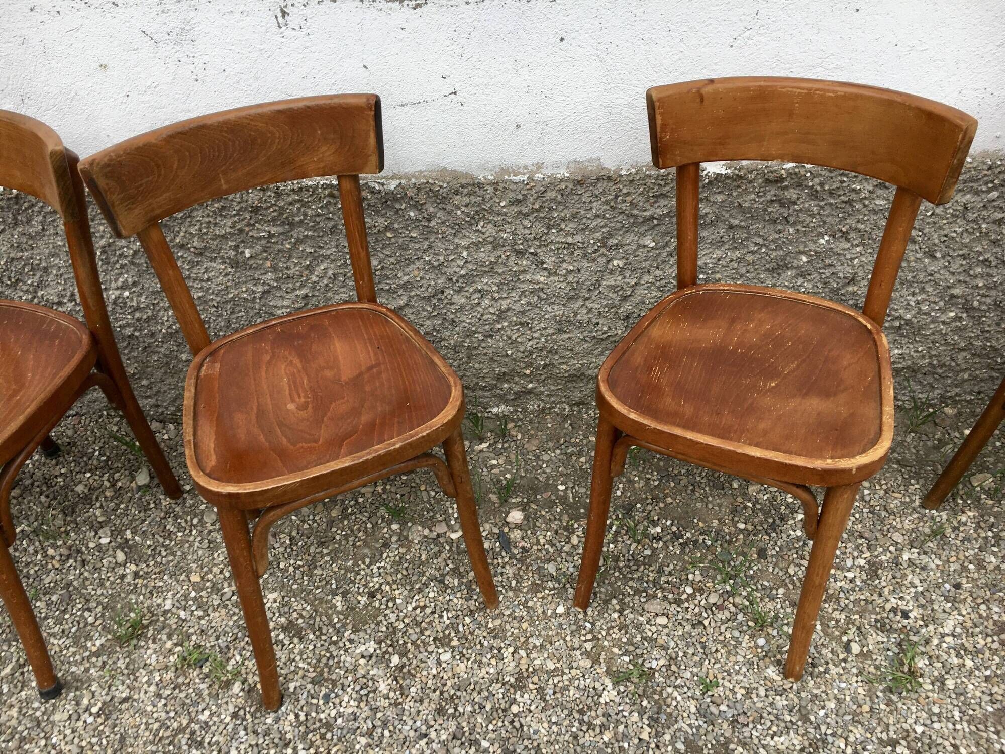Series of 10 vintage bentwood curved wood bistro chairs