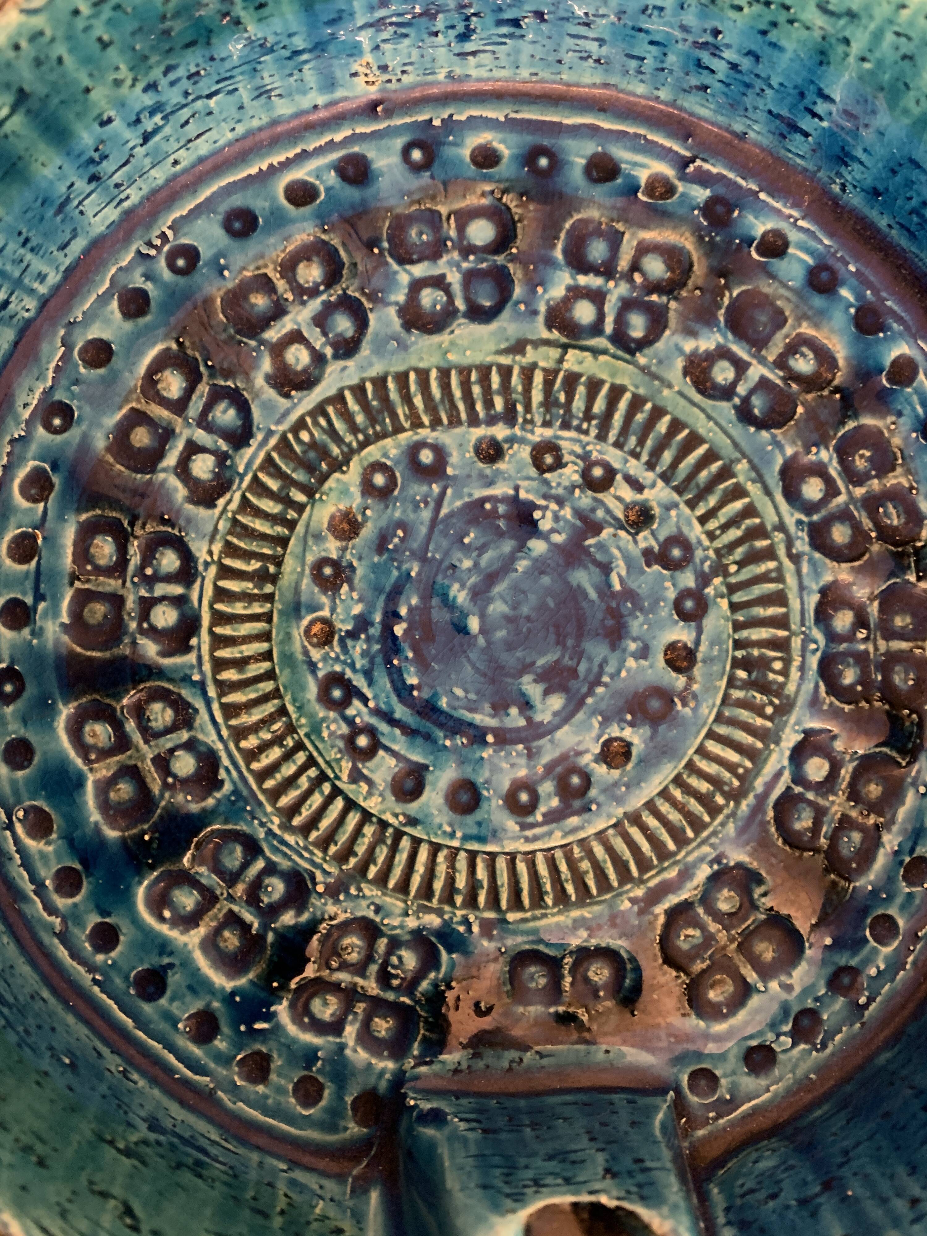 Italian blue ceramic ashtray, design Aldo Londi for Bitossi, 1960